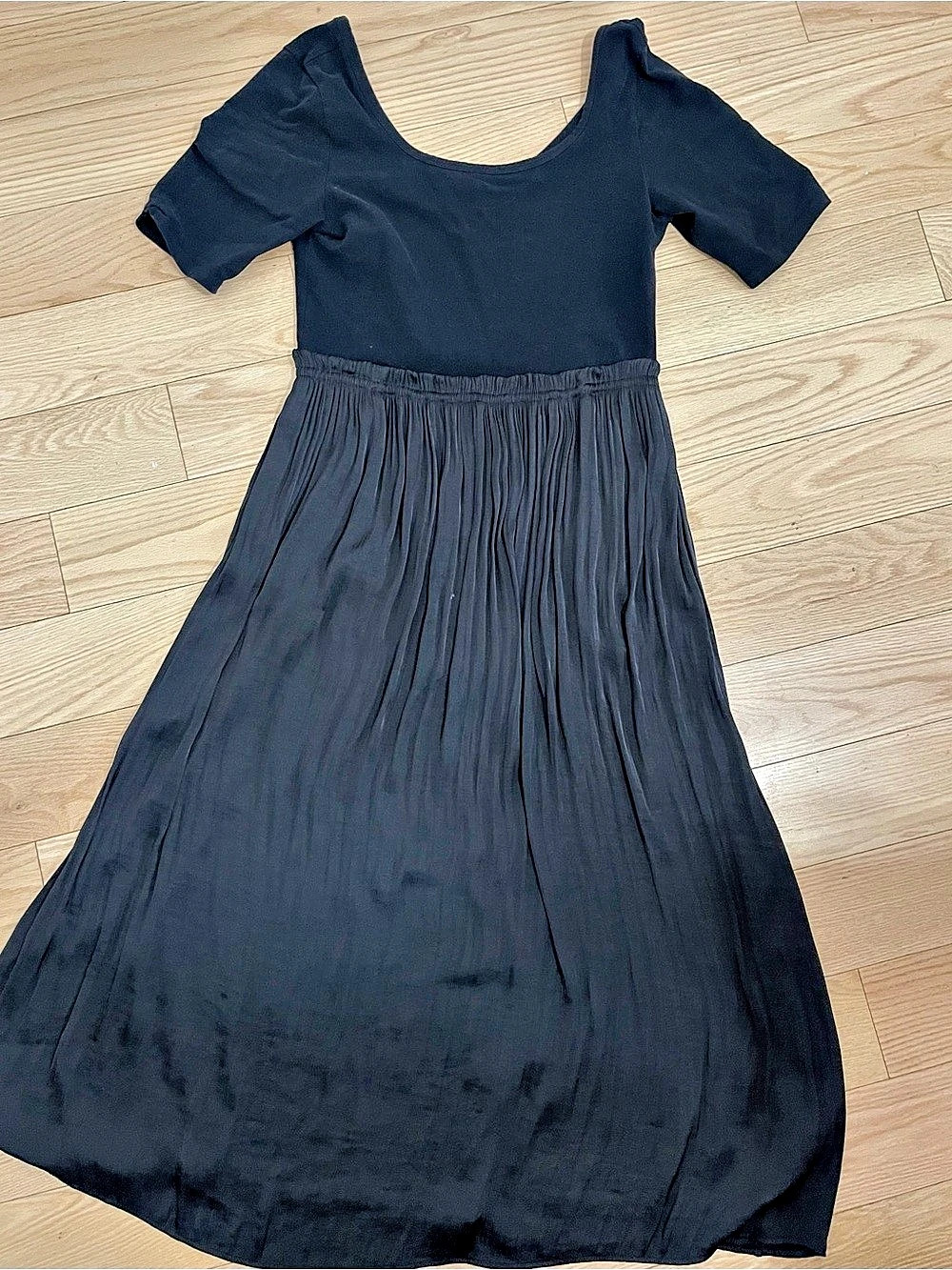 Gap Mixed Media Dress in Black Size Large